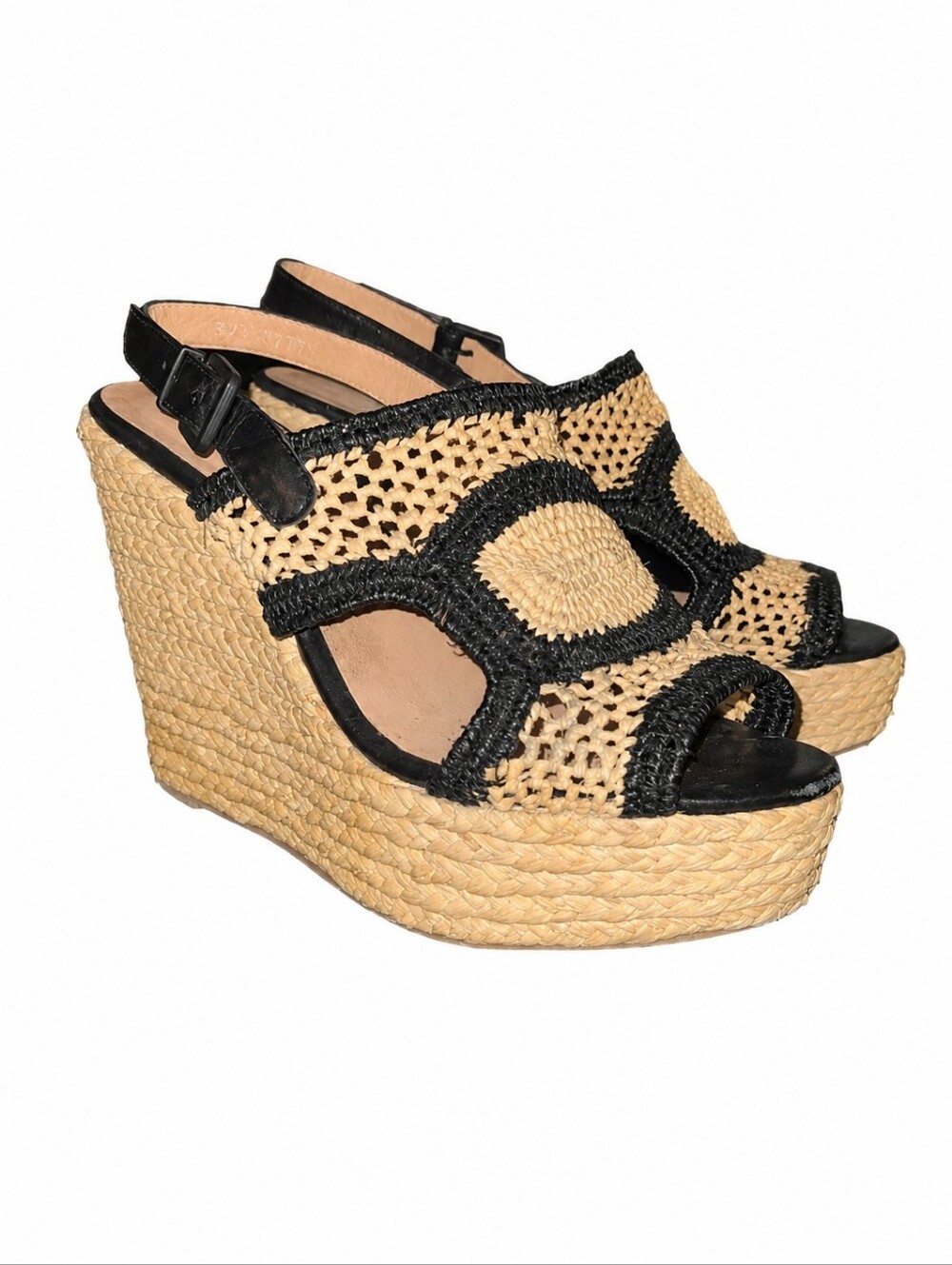 ROBERT CLERGERIE | Drastic Raffia Platform Wedge Sandals EU 39.5 US 9